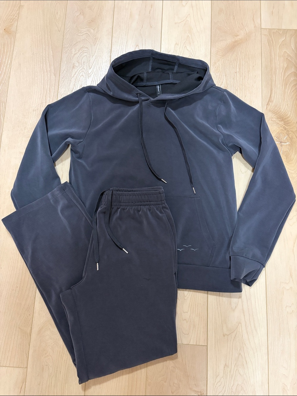 LAZYPANTS Sueded Hoodie & Straight Leg Pants, Charcoal, sz S/M